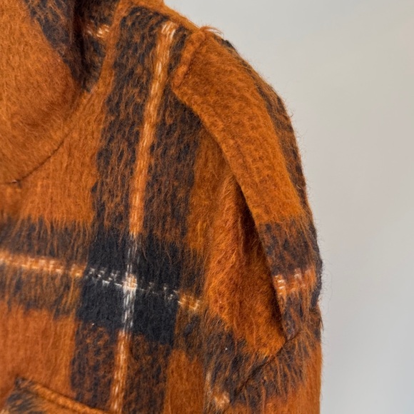 Nine West Burnt Orange & Black Plaid Teddy Jacket shacket EUC XL - Picture 7 of 16